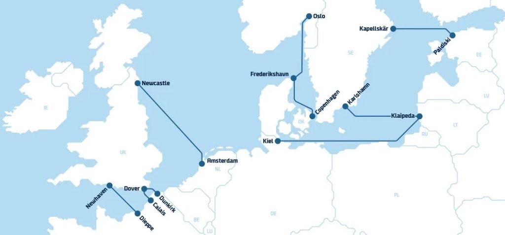 Ferry routes to europe